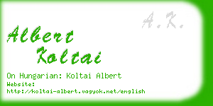 albert koltai business card